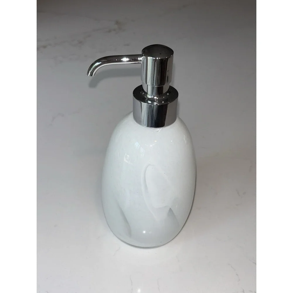 NWOB Labrazel Bianca Italian Hand Blown Glass Pump Soap Dispenser